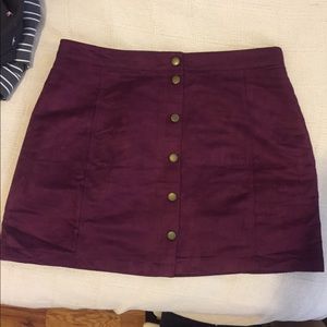 Eggplant suede button up skirt